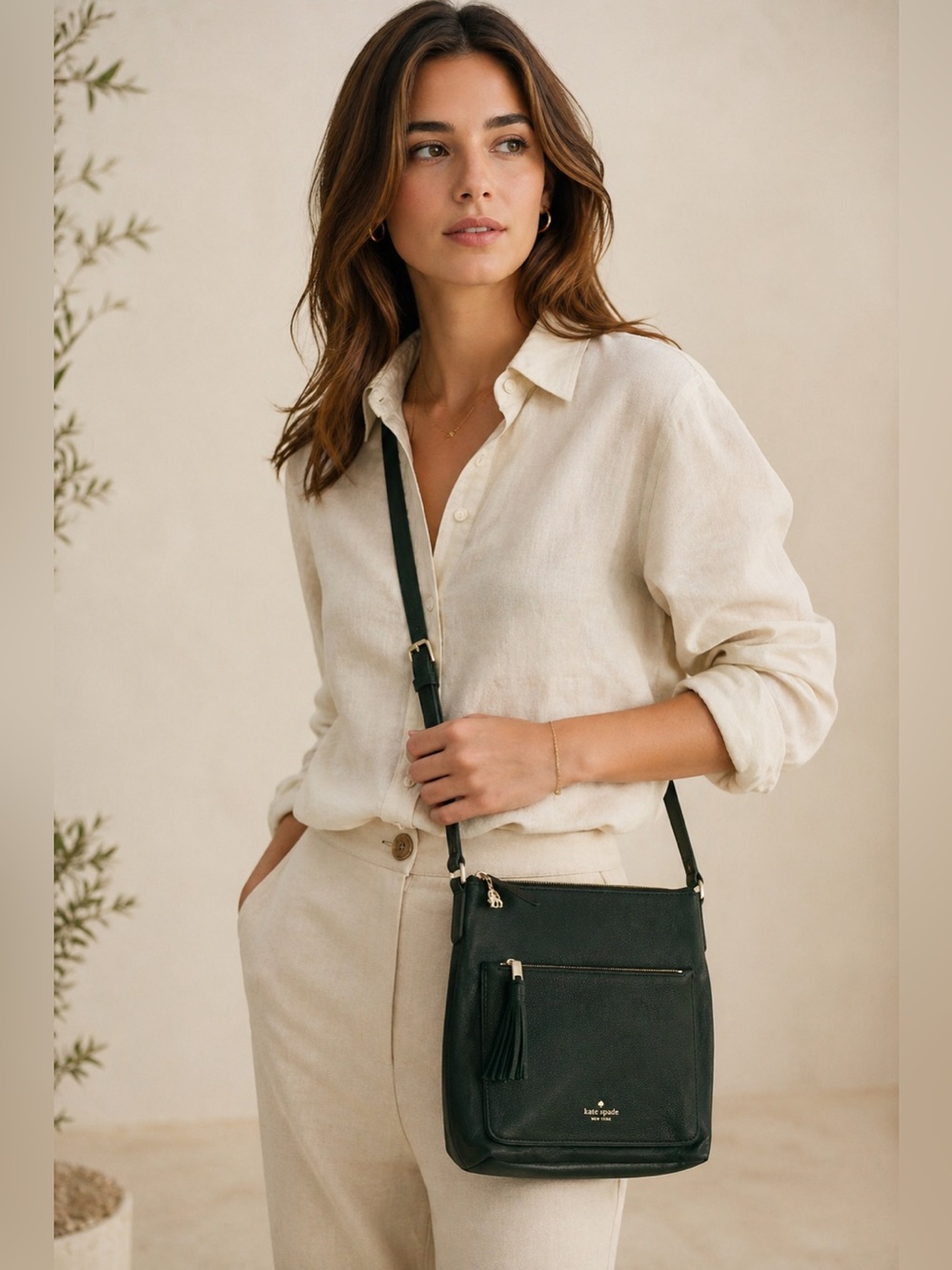 Authentic Kate Spade New York On Purpose Pebbled Top Zip Crossbody in Spruce